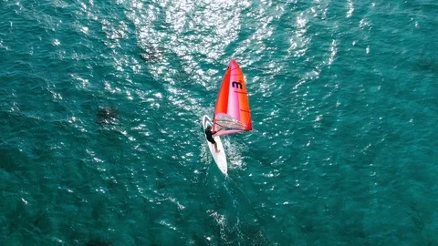 Windsurfer catching the wind Stock Footage 110749497