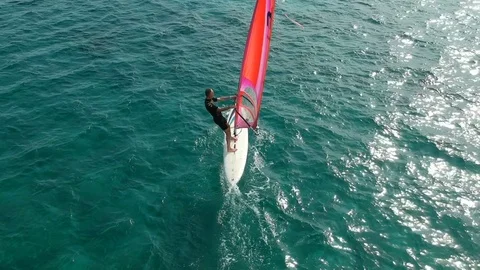 Windsurfer catching the wind Stock Footage 110752811