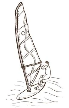 Windsurfer drawing Stock Illustration
