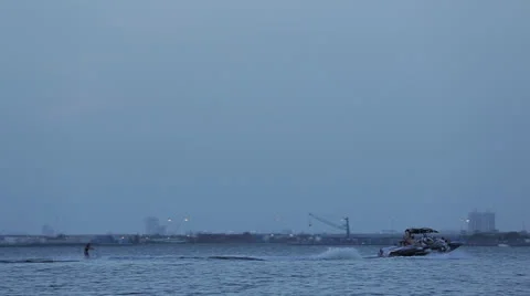 Windsurfer At Dusk Stock Footage 27125774