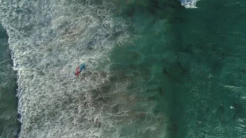 Windsurfer Fighting Waves Stock Footage 99006933