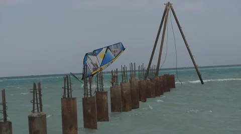 Windsurfer harbor Trick Stock Footage 58574533