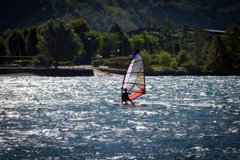 WindSurfer in Lake Como Stock Photos