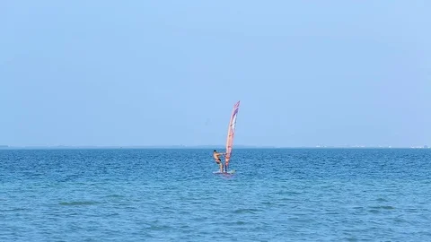 Windsurfer in the ocean Stock Footage 71197196