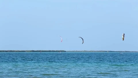 Windsurfer in the ocean Stock Footage 71197436