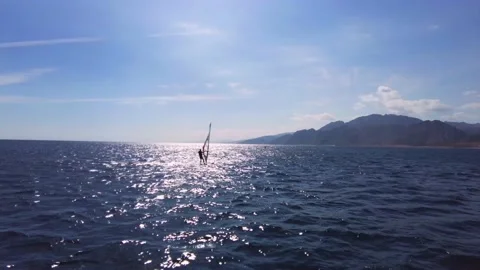 Windsurfer red sea Stock Footage 157876872