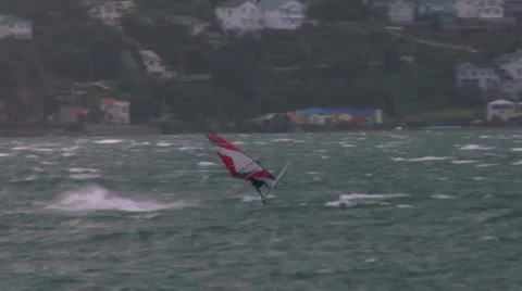 Windsurfer riding the waves Video stock 1036114