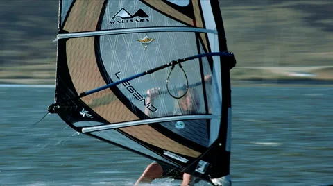 Windsurfer is rolling at high speed Stock Footage 51454088