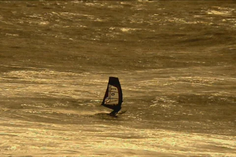 Windsurfer sailing fast Stock Footage 100394