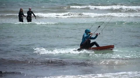 Windsurfer at sea Stock Footage 128351723