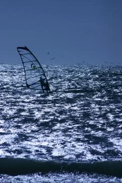 Windsurfer silhouette Stock Photos