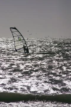 Windsurfer silhouette Stock Photos