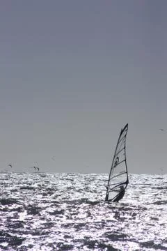 Windsurfer silhouette Stock Photos