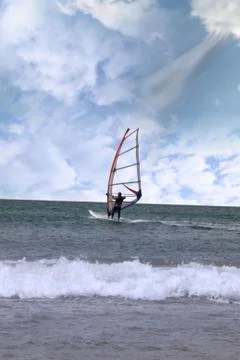 Windsurfer in a storm gust Stock Photos
