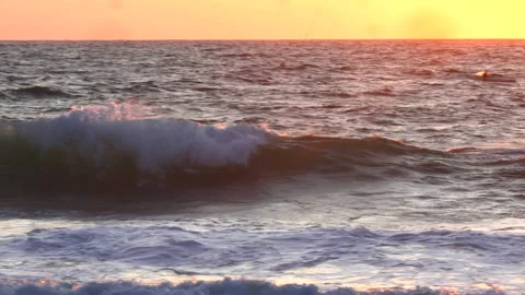 Windsurfer at sunset in 4k Stock Footage 219378930