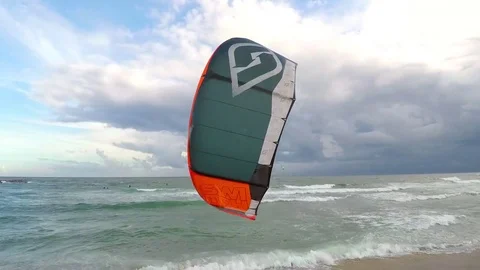 Windsurfer Trying To Get Up And Surf Stock Footage 83308957