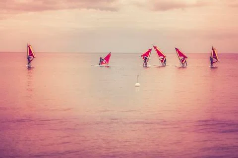 Windsurfers - Beginner Foto stock