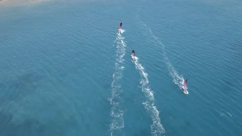 Windsurfers In Blue Ocean Stock Footage 202680856