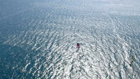 Windsurfers In Blue Ocean Stock Footage 202693499
