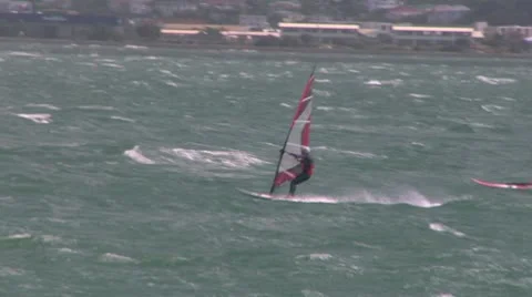Windsurfers Race Away From Camera Video stock 8984295