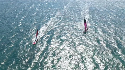 Windsurfers Speed Ramp Effect Stock Footage 203889959