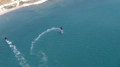 Windsurfers Speed Ramp Effect Stock Footage 204440563