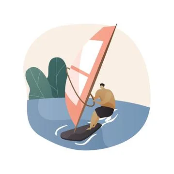Windsurfing abstract concept vector illustration. Illustrazione stock