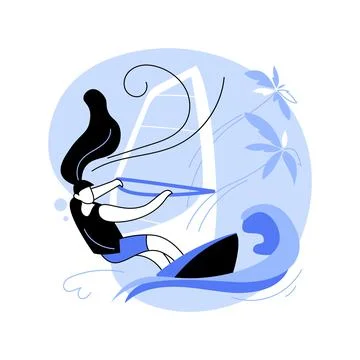 Windsurfing abstract concept vector illustration. Stock Illustration