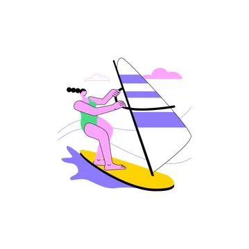Windsurfing abstract concept vector illustration. Stock Illustration