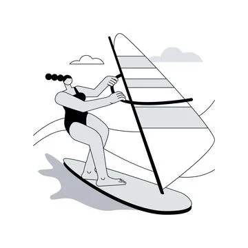 Windsurfing abstract concept vector illustration. Stock Illustration