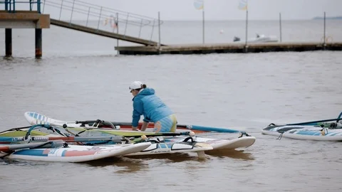 Windsurfing on the Baltic Sea Stock Footage 87112621