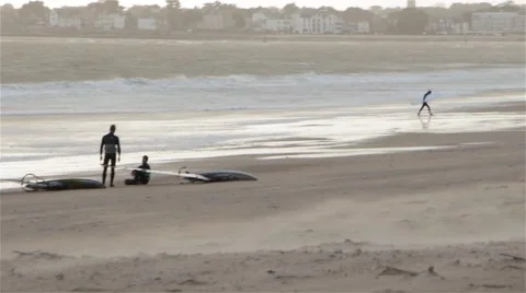 Windsurfing on the bay of La Baule 動画素材 47649073