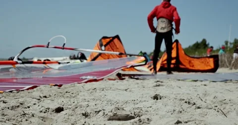 Windsurfing Beach Sand 4k Stock Footage 51096846