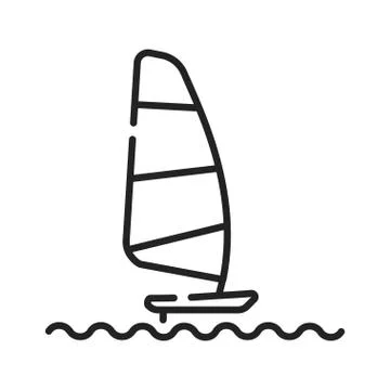 Windsurfing black line icon. Surface water sport. Combines elements of surfin Illustrazione stock