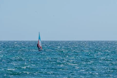 Windsurfing on the Blue Stock Photos