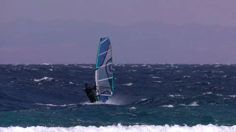 Windsurfing fall with the waves Stock Footage 2126093