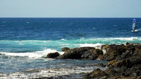 Windsurfing in Gran Canaria Stock Footage 105355044