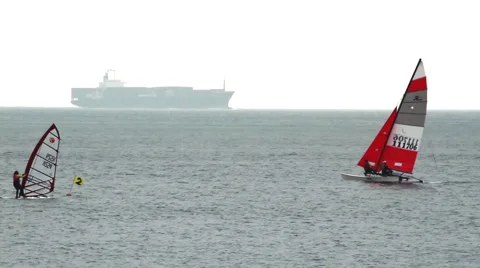 Windsurfing in Hong Kong Stock Footage 68784155