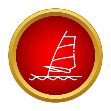 Windsurfing icon with sail on water surface Stock Illustration