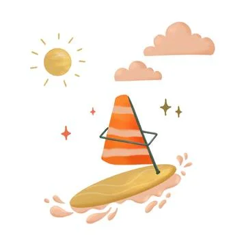 Windsurfing illustration Stock Illustration