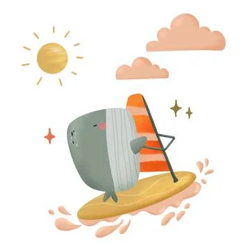 Windsurfing illustration Illustrazione stock