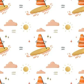 Windsurfing illustration pattern Stock Illustration