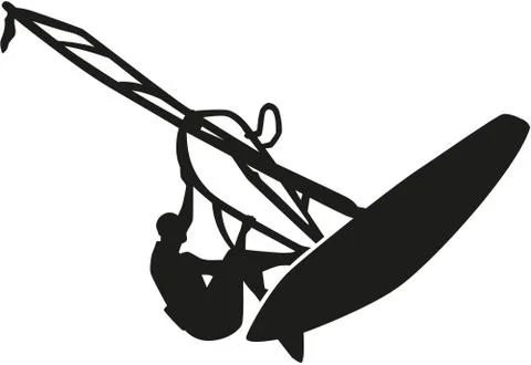 Windsurfing jumping over the water Stock Illustration