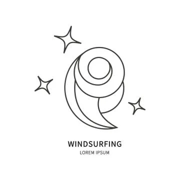 Windsurfing label design template Stock Illustration