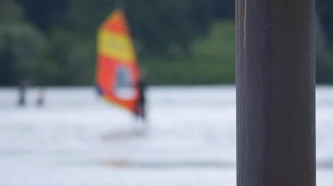 Windsurfing at the lake in Germany 스톡 동영상 68934839
