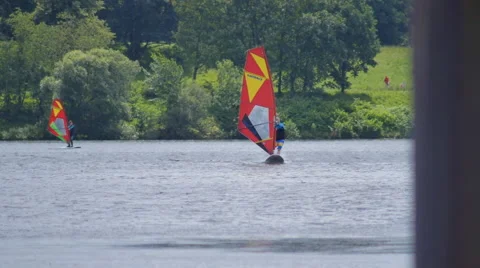 Windsurfing at the lake in Germany 動画素材 68934871