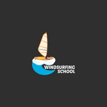 Windsurfing logo vector illustration 스톡 일러스트