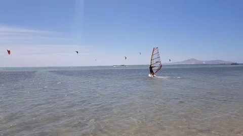 Windsurfing on the sea Stock Footage 110275140