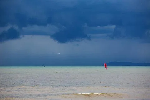 Windsurfing in the sea Stock Photos
