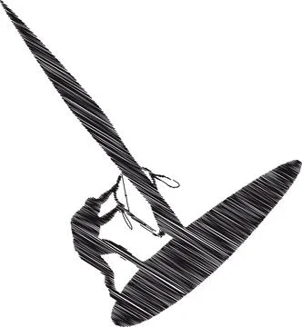 Windsurfing Silhouette Scribble, Art Dynamic Water Sport Illustration イラスト素材